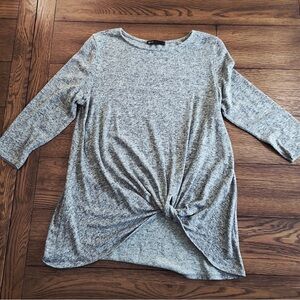 Gibson Light Gray Long Sleeve‎ Twist Top
